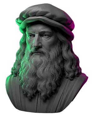 3D bust of artist Leonardo da Vinci
