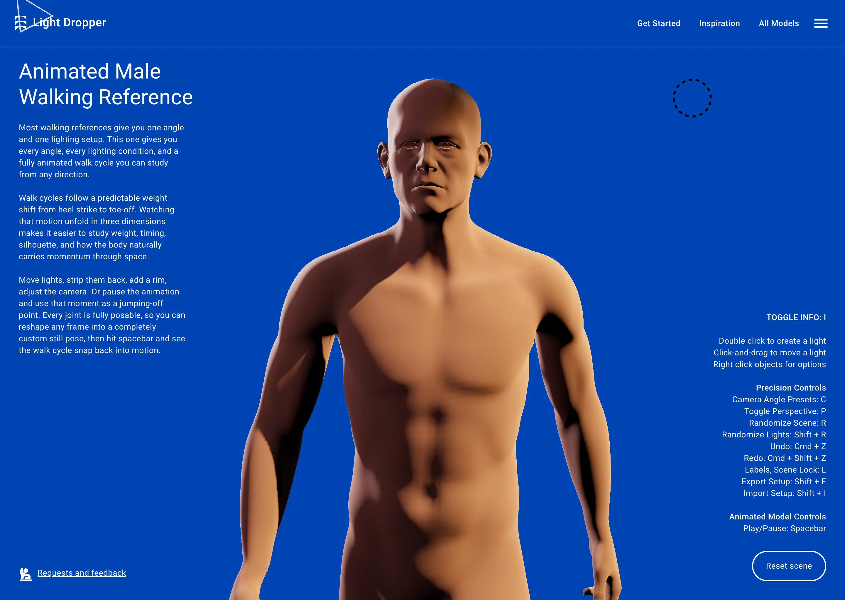 Animated 3D model of a male walking. Every joint is fully posable, so you can reshape any frame into a completely custom pose.